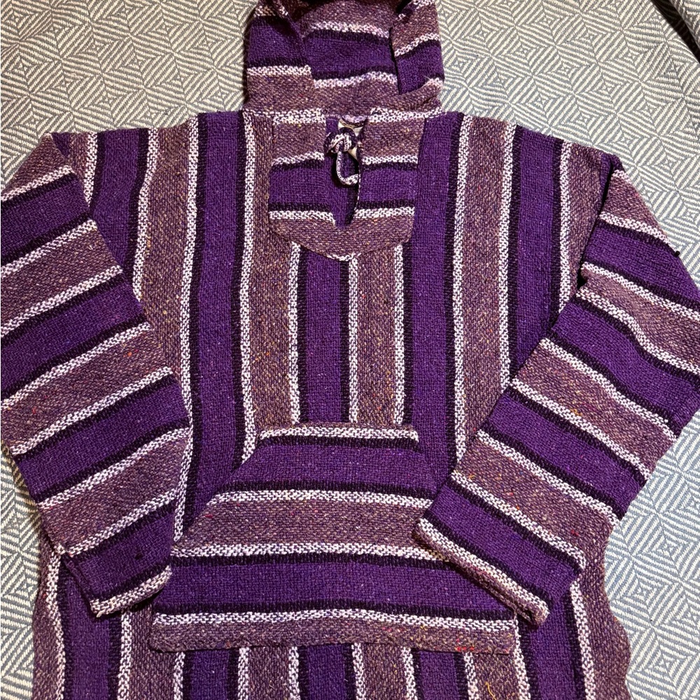 Purple Striped Hooded Sweater